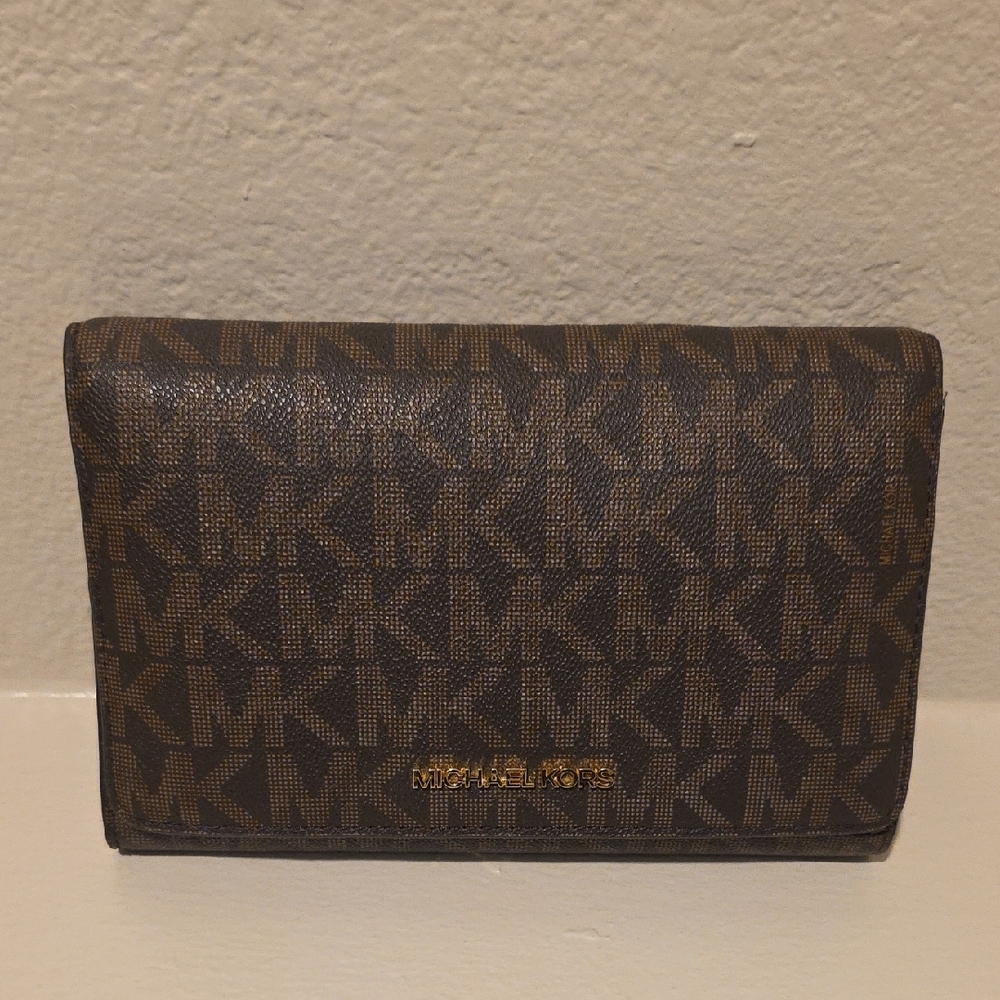 Michael Kors Dark Brown Logo Wallet/Clutch Purse